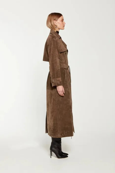 SUEDE LONG LEATHER COAT