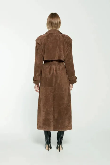 SUEDE LONG LEATHER COAT