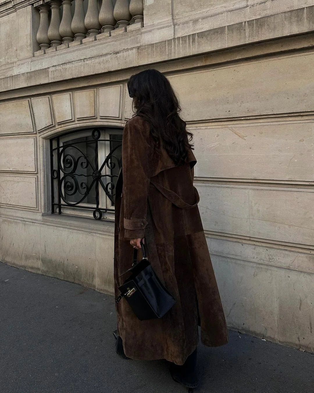 SUEDE LONG LEATHER COAT