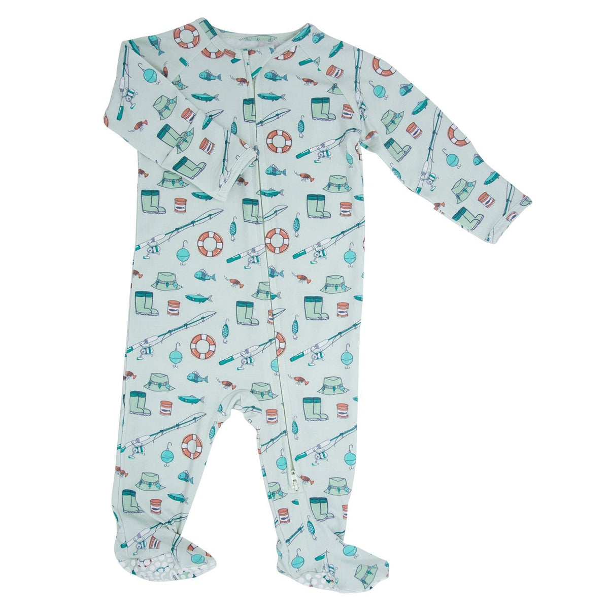 Fishing Poles Baby Zippered Footie